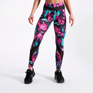 2020 Hot sales Women Fashion Legging Flowers Printing leggings Slim High Waist Leggings Woman Sexy Mesh Pants