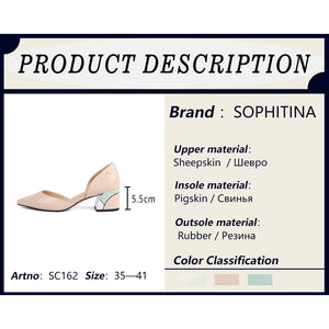 SOPHITINA Comfortable Square Heel Pumps High Quality Genuine Leather Slip-on Shoes Fashion Shallow Special Women's Pumps C162
