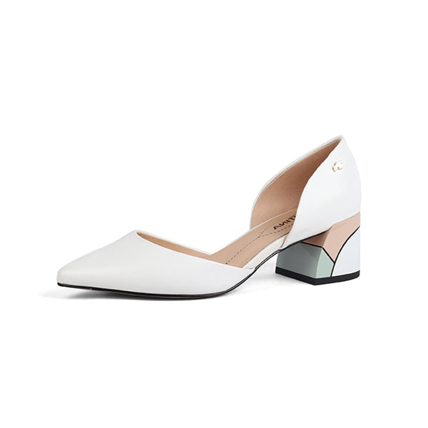 SOPHITINA Comfortable Square Heel Pumps High Quality Genuine Leather Slip-on Shoes Fashion Shallow Special Women's Pumps C162