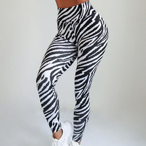 CHRLEISURE Sexy Zebra stripes Fitness leggings High waist woman Quick drying High elasticity Slim pants workout leggings