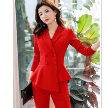 Load image into Gallery viewer, Pant Suit Office Clothes 4XL Plus Size 2 Piece Set Blazer Jacket Trousers Costume Interview Host Business Lady Work Suit ow0519