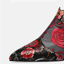 Load image into Gallery viewer, 2020 High Heels Sandals Woman Mesh Summer Shoes Women Pumps Pointed toe Ankle Buckle Strap Ethnic Embroidery Flower Handmade
