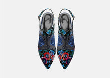 Load image into Gallery viewer, 2020 High Heels Sandals Woman Mesh Summer Shoes Women Pumps Pointed toe Ankle Buckle Strap Ethnic Embroidery Flower Handmade