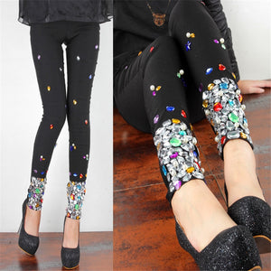 Leggings Personalized Sparkling Diamond Plus Size Pencil Pants Plus Velvet Women\x27s Pants Leggings Women Leggings for Fitness