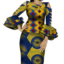 Load image into Gallery viewer, Customize African Print Ruffles Sleeve Tops and Skirt Sets for Women Bazin Riche African Clothing 2 Pieces Skirts Sets WY4300