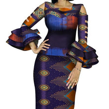 Load image into Gallery viewer, Customize African Print Ruffles Sleeve Tops and Skirt Sets for Women Bazin Riche African Clothing 2 Pieces Skirts Sets WY4300