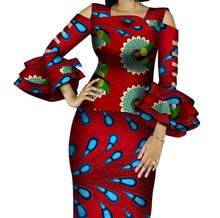 Load image into Gallery viewer, Customize African Print Ruffles Sleeve Tops and Skirt Sets for Women Bazin Riche African Clothing 2 Pieces Skirts Sets WY4300