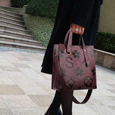 Women's Retro Printed Bags 2020 New Handbags Women Temperament Shoulder Bag Women Fashion Large Capacity Vertical Square Tote Gg