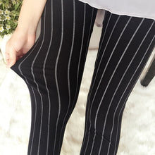 Load image into Gallery viewer, Black and White Vertical Striped Printed Women Leggings Fashion Casual Elasticity Ankle-Length Pant Female Fitnes Legging