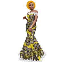 Load image into Gallery viewer, Afripride African Trumpet  Dress for Women Tailor Made Strapless Floor Length Party Dress with Head Wrap A1925053