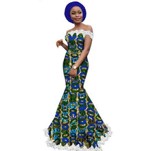 Load image into Gallery viewer, Afripride African Trumpet  Dress for Women Tailor Made Strapless Floor Length Party Dress with Head Wrap A1925053