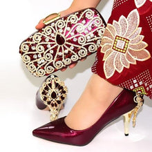 Load image into Gallery viewer, doershow wine Shoe and Matching Bag Set African Shoes and Matching Bags Italian Matching Shoes and Bags for ladyPartys!SYT1-6