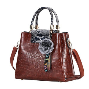 FUNMARDI 4PS Women Bags Set Luxury Crocodile Female Handbags PU Leather Shoulder Bags Brand Composite Bags Crossbody WLHB2024
