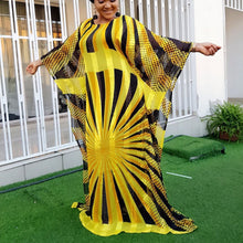 Load image into Gallery viewer, 2020 New Yellow Big Summer Chiffon Dress African Women dashiki Fashion Dot Plus Size Vestidos 2 Set Robe Africaine Femme Clothes