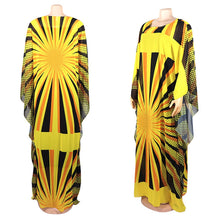 Load image into Gallery viewer, 2020 New Yellow Big Summer Chiffon Dress African Women dashiki Fashion Dot Plus Size Vestidos 2 Set Robe Africaine Femme Clothes