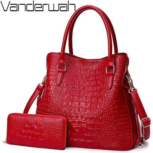 2 Sets Crocodile Leather Purses And Handbags Women Shoulder Bags Women Messenger Bags Ladies Casual Tote Bags Sac A Main Femme