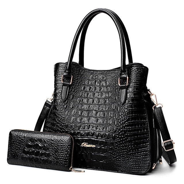 2 Sets Crocodile Leather Purses And Handbags Women Shoulder Bags Women Messenger Bags Ladies Casual Tote Bags Sac A Main Femme