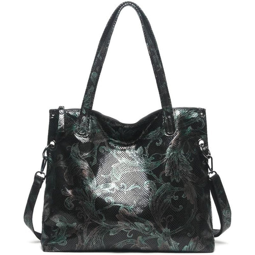 Arliwwi Designer Female Genuine Leather Floral Large Capacity Bags Flower Embossed Shiny Women's Handbags Real leather GY17-1
