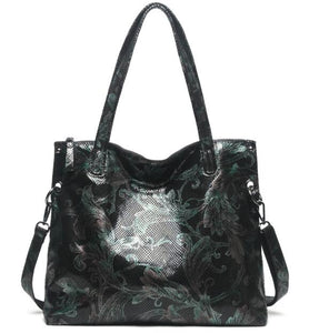 Arliwwi Designer Female Genuine Leather Floral Large Capacity Bags Flower Embossed Shiny Women's Handbags Real leather GY17-1