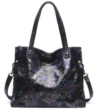 Load image into Gallery viewer, Arliwwi Designer Female Genuine Leather Floral Large Capacity Bags Flower Embossed Shiny Women&#39;s Handbags Real leather GY17-1
