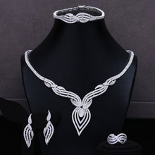 Load image into Gallery viewer, missvikki Nigerian India Russia Bride Wedding Luxury Necklace 4PCS Dress Jewelry Set for Women Daily Party Show Cubic Zirconia