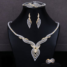 Load image into Gallery viewer, missvikki Nigerian India Russia Bride Wedding Luxury Necklace 4PCS Dress Jewelry Set for Women Daily Party Show Cubic Zirconia