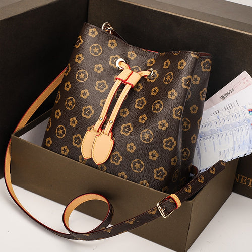 New Fashion Trend Printing Shoulder Messenger crossbody Handbag Wild Large Capacity Drawstring Women's Bucket Bag