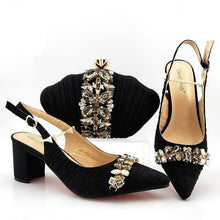 Load image into Gallery viewer, New Arrival Italian design Shoes with Matching Bags Set Decorated with Rhinestone Women Shoes and Bags To Match Set Party Pumps