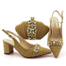 Load image into Gallery viewer, New Arrival Italian design Shoes with Matching Bags Set Decorated with Rhinestone Women Shoes and Bags To Match Set Party Pumps