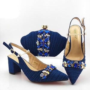 New Arrival Italian design Shoes with Matching Bags Set Decorated with Rhinestone Women Shoes and Bags To Match Set Party Pumps