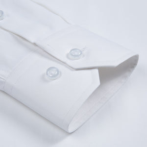 Men's Long Sleeve Standard-fit Solid Basic Dress Shirt Patch Single Pocket High-quality Formal Social White Work Office Shirts