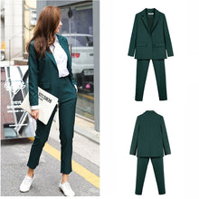 Load image into Gallery viewer, Work Pant Suits OL 2 Piece Set for Women Business interview suit set uniform smil Blazer and Pencil Pant Office Lady suit