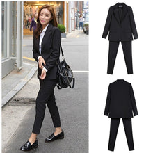 Load image into Gallery viewer, Work Pant Suits OL 2 Piece Set for Women Business interview suit set uniform smil Blazer and Pencil Pant Office Lady suit