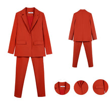 Load image into Gallery viewer, Work Pant Suits OL 2 Piece Set for Women Business interview suit set uniform smil Blazer and Pencil Pant Office Lady suit