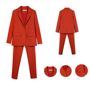 Work Pant Suits OL 2 Piece Set for Women Business interview suit set uniform smil Blazer and Pencil Pant Office Lady suit