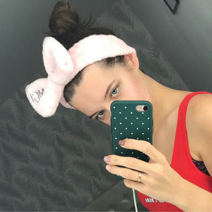 2020 New OMG Letter Coral Fleece Wash Face Hairbands For Women Cute Soft Bow Girls Headbands Hair Bands Turban Hair Accessories