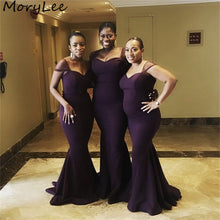 Load image into Gallery viewer, Hot Sale Bridesmaid Dresses Sweetheart Sleeveless Floor Length Sweep Train Zipper Silk Satin Wedding Party Bridemaid Dresses