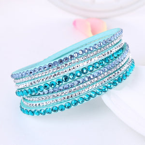 2021 New Leather Bracelet Rhinestone Crystal Bracelet Wrap Multilayer Bracelets for women feminine pulseras mulher Jewelry