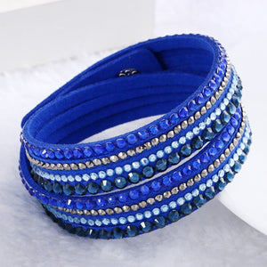 2021 New Leather Bracelet Rhinestone Crystal Bracelet Wrap Multilayer Bracelets for women feminine pulseras mulher Jewelry