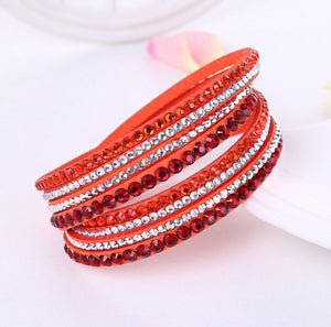 2021 New Leather Bracelet Rhinestone Crystal Bracelet Wrap Multilayer Bracelets for women feminine pulseras mulher Jewelry