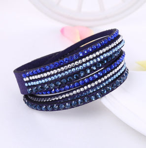 2021 New Leather Bracelet Rhinestone Crystal Bracelet Wrap Multilayer Bracelets for women feminine pulseras mulher Jewelry