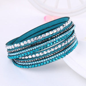 2021 New Leather Bracelet Rhinestone Crystal Bracelet Wrap Multilayer Bracelets for women feminine pulseras mulher Jewelry