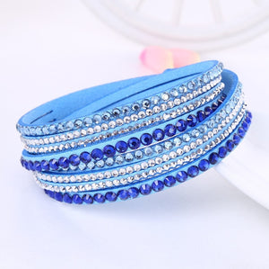 2021 New Leather Bracelet Rhinestone Crystal Bracelet Wrap Multilayer Bracelets for women feminine pulseras mulher Jewelry