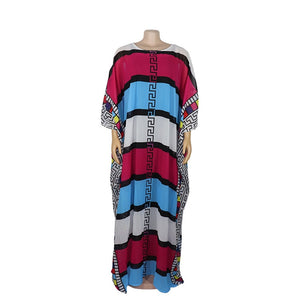 2020 New African Loose Design 2-piece Chiffon Long Batwing Sleeve Dashiki Dress for Lady Ankara Dresses Vestido De Festa