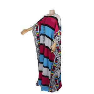 2020 New African Loose Design 2-piece Chiffon Long Batwing Sleeve Dashiki Dress for Lady Ankara Dresses Vestido De Festa