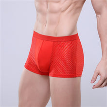 Load image into Gallery viewer, Men&#39;s Underwear Gentle Flexible Super-elastic Boxer Soft Bamboo Fiber Breathable Solid Cutting Grid-patterned Underpants M417