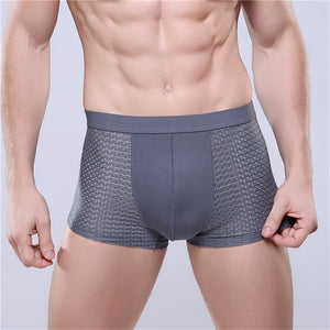 Men's Underwear Gentle Flexible Super-elastic Boxer Soft Bamboo Fiber Breathable Solid Cutting Grid-patterned Underpants M417