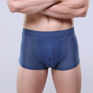 Men's Underwear Gentle Flexible Super-elastic Boxer Soft Bamboo Fiber Breathable Solid Cutting Grid-patterned Underpants M417