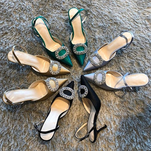 Women Heels Female Pumps Women Shoes Fashion Metal Decorative Buckle Strape Ladies Diamond Wedding Shoes Dress Shoes 2020 DE