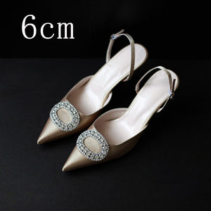 Women Heels Female Pumps Women Shoes Fashion Metal Decorative Buckle Strape Ladies Diamond Wedding Shoes Dress Shoes 2020 DE